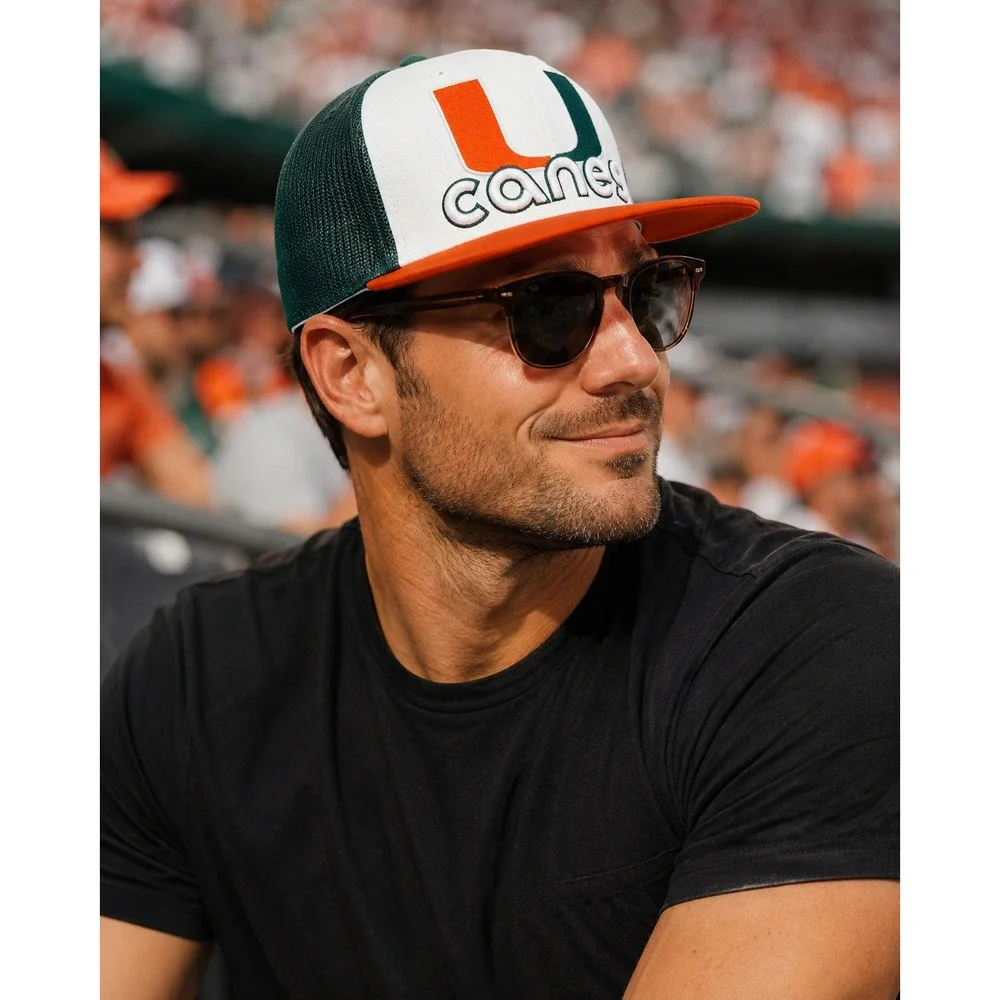 Miami Hurricanes Snapback Hat Top of the World Green Orange Canes Mesh #1507